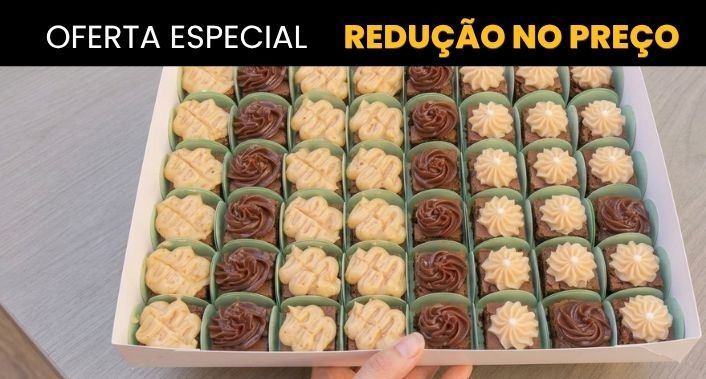 Cakes da Lis, 50 mini brownies em formas quadradas com a Cakes da Lis