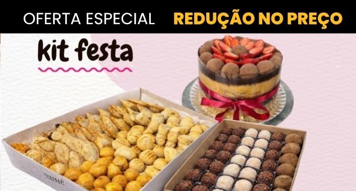 I Love Empada, Kit Festa: 1 torta de chocolate + 50 salgadinhos + 25 docinhos na I Love Empada