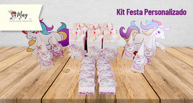 Kit festa Personalizado (Display de Mesa, Poster, Caixa Pirâmide, Caixa Milk)